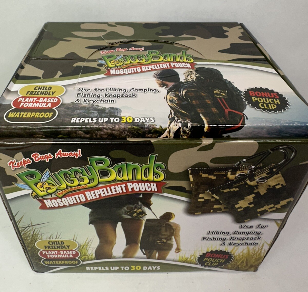 Mosquito Repellent Camo Pouch BuggyBands Hiking Camping Keychain Lot of 20