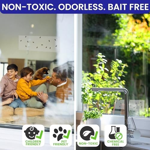 100 Window Fly Traps Sticky Non-Toxic Clear Fly Paper Indoor for Home. No Mess F