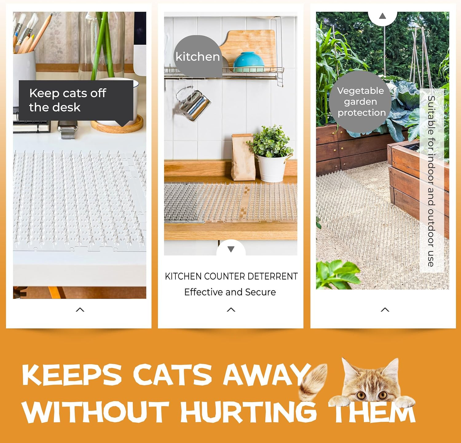Clear Scat Mat for Cats, 10 Pack 16″ X 13″ Cat Deterrent Mats with 1″ Spikes and
