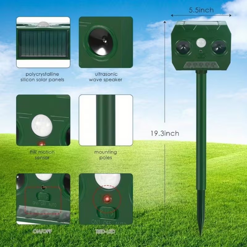 4Pack Solar Ultrasonic Animal Repellent Deer Repellent Devices Repellent Outdoor