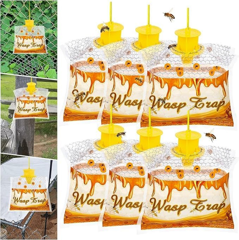 6 Pack Disposable Wasp Traps Outdoor Hanging Yellow Jacket Trap Hornet Trap Carp