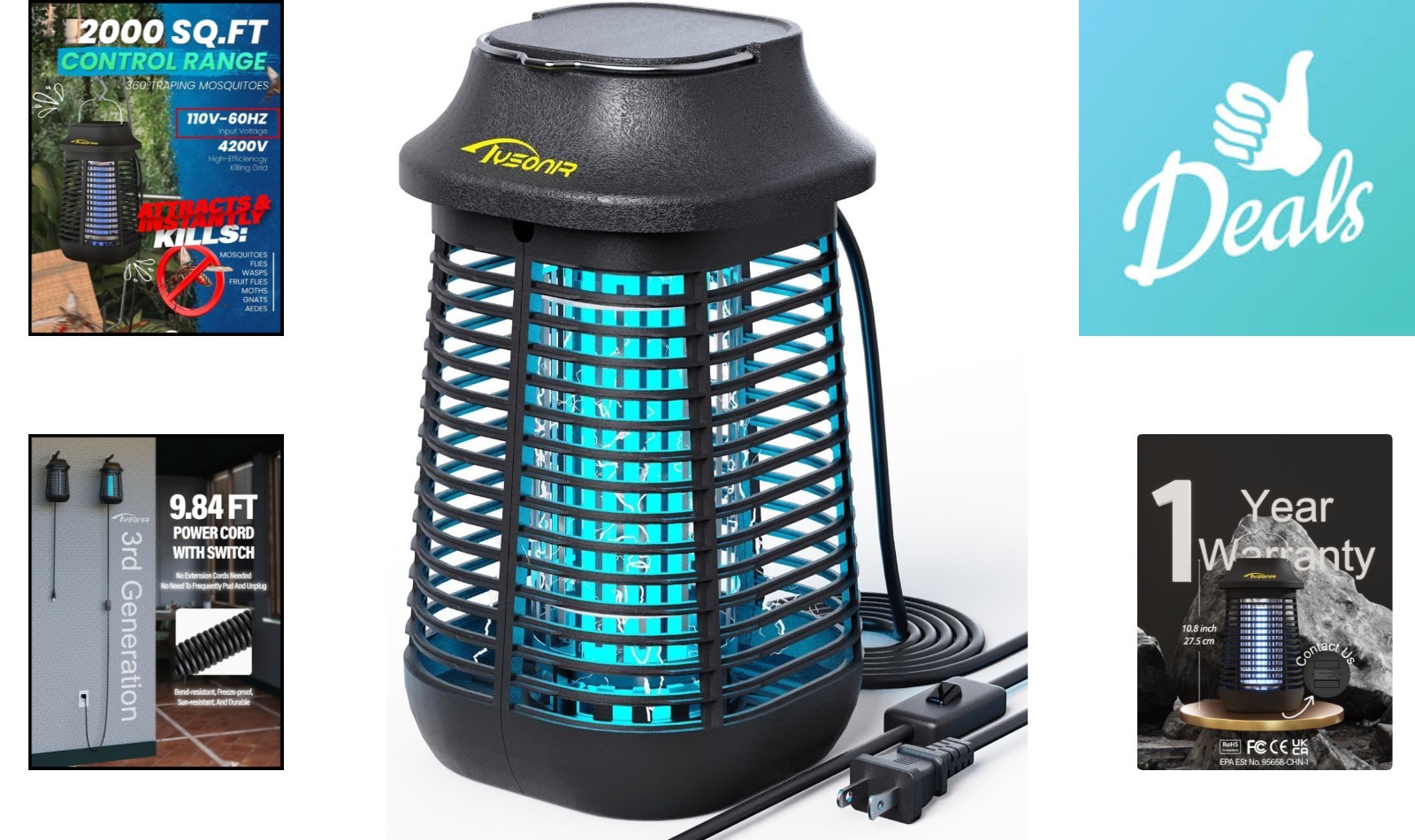 Ultimate 4200V Electric Bug Zapper Lamp with Child-Safe Design & Cleaning Brush