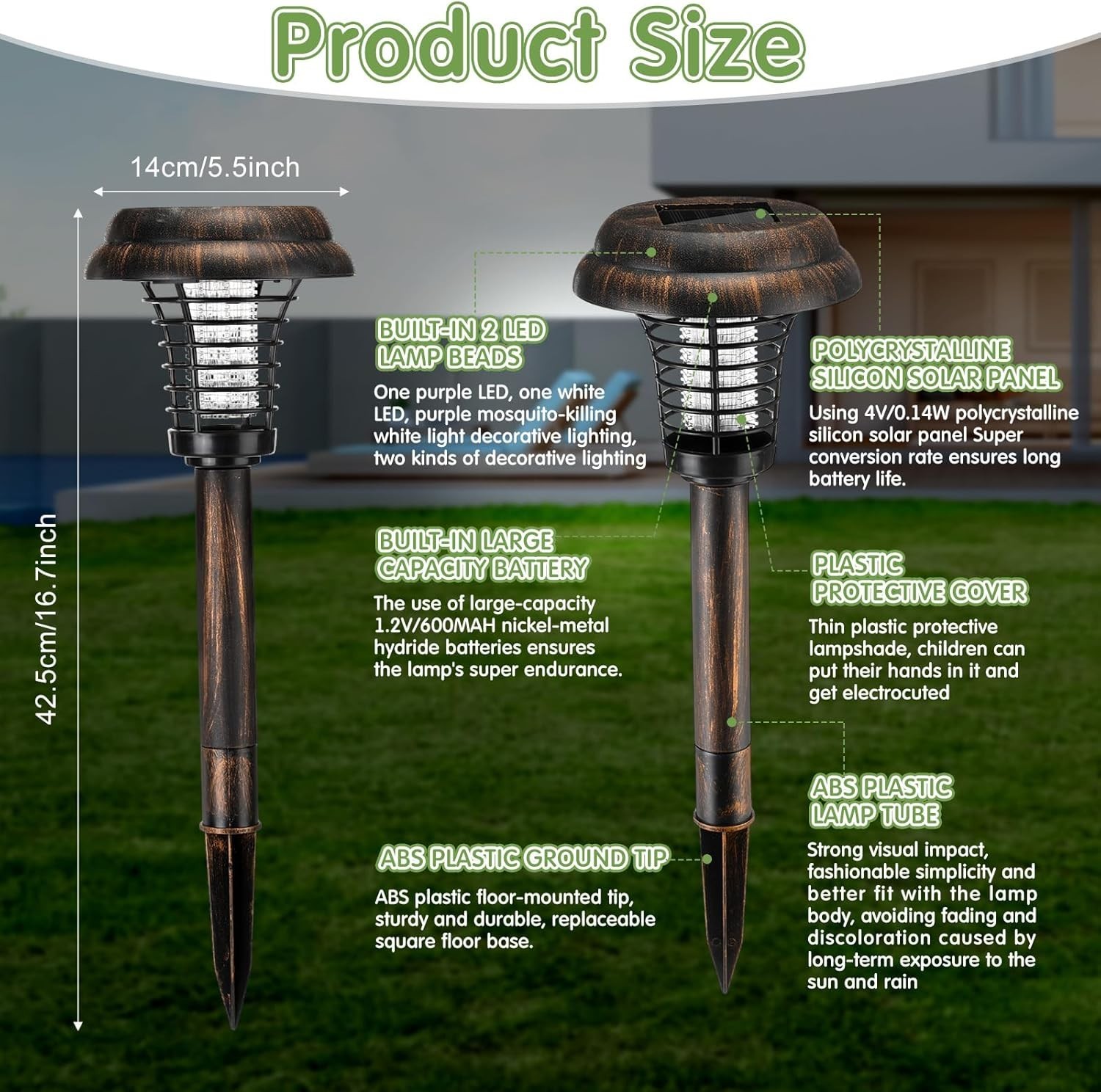 4 Pcs Solar Bug Zapper Waterproof Outdoor Mosquito Zapper Killer and Lighting Re