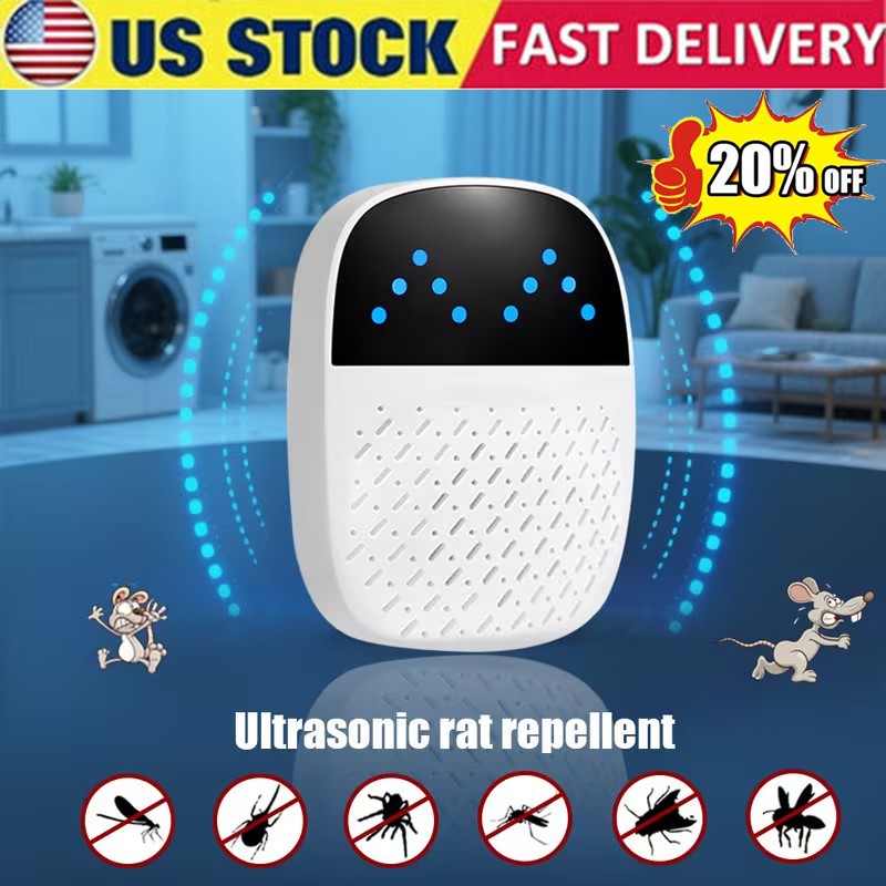 2PCS Ultrasonic Repeller Plug In Electronic Mouse Roach Rodent Repellent Home US