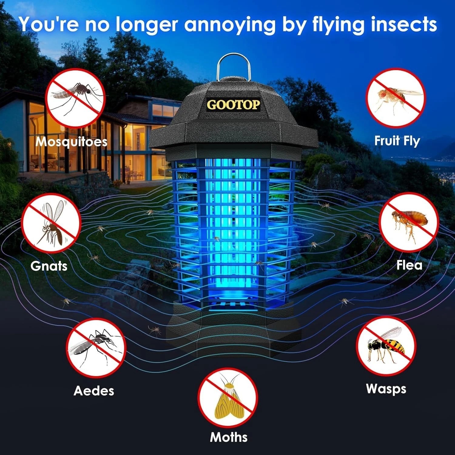 Black Vintage Bug Zapper – Versatile Indoor/Outdoor Electric Insect Exterminator