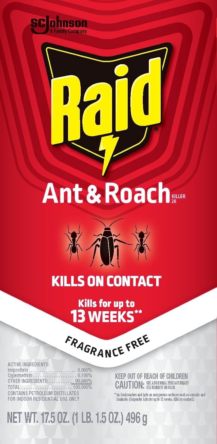 Raid® Ant & Roach Killer 26, Fragrance-Free Bug Spray, 17.5 fl. oz. 2 count. New