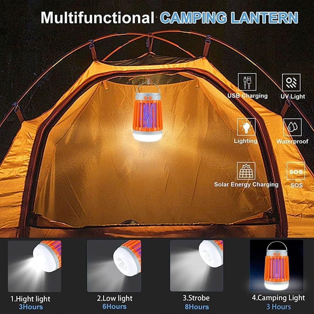 USB Solar Rechargeable Mosquito Lantern Zapper Repellent Outdoor Patio Indoor