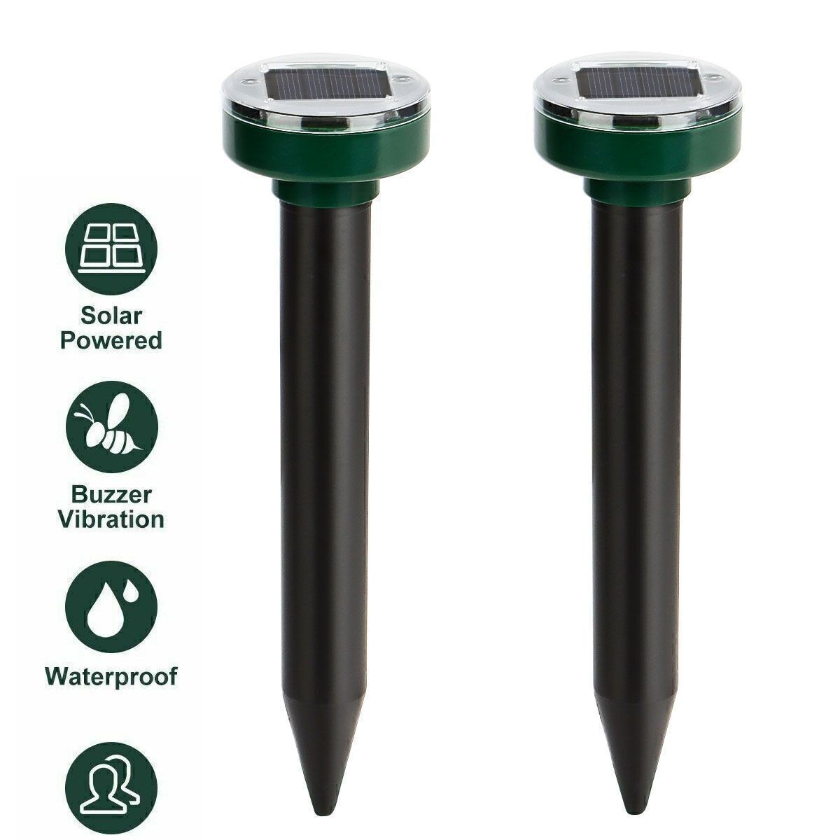 2/4Pcs Solar Power Ultrasonic Mice Gopher Mole Pest Snake Repellent Repeller USA