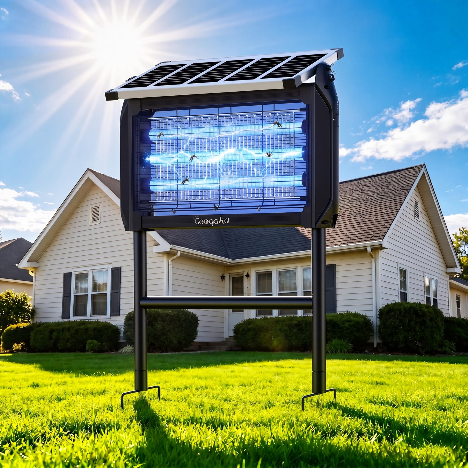 Solar Bug Zapper Outdoor, 4000V/15W High Powered Electric Bug Zapper, Solar &