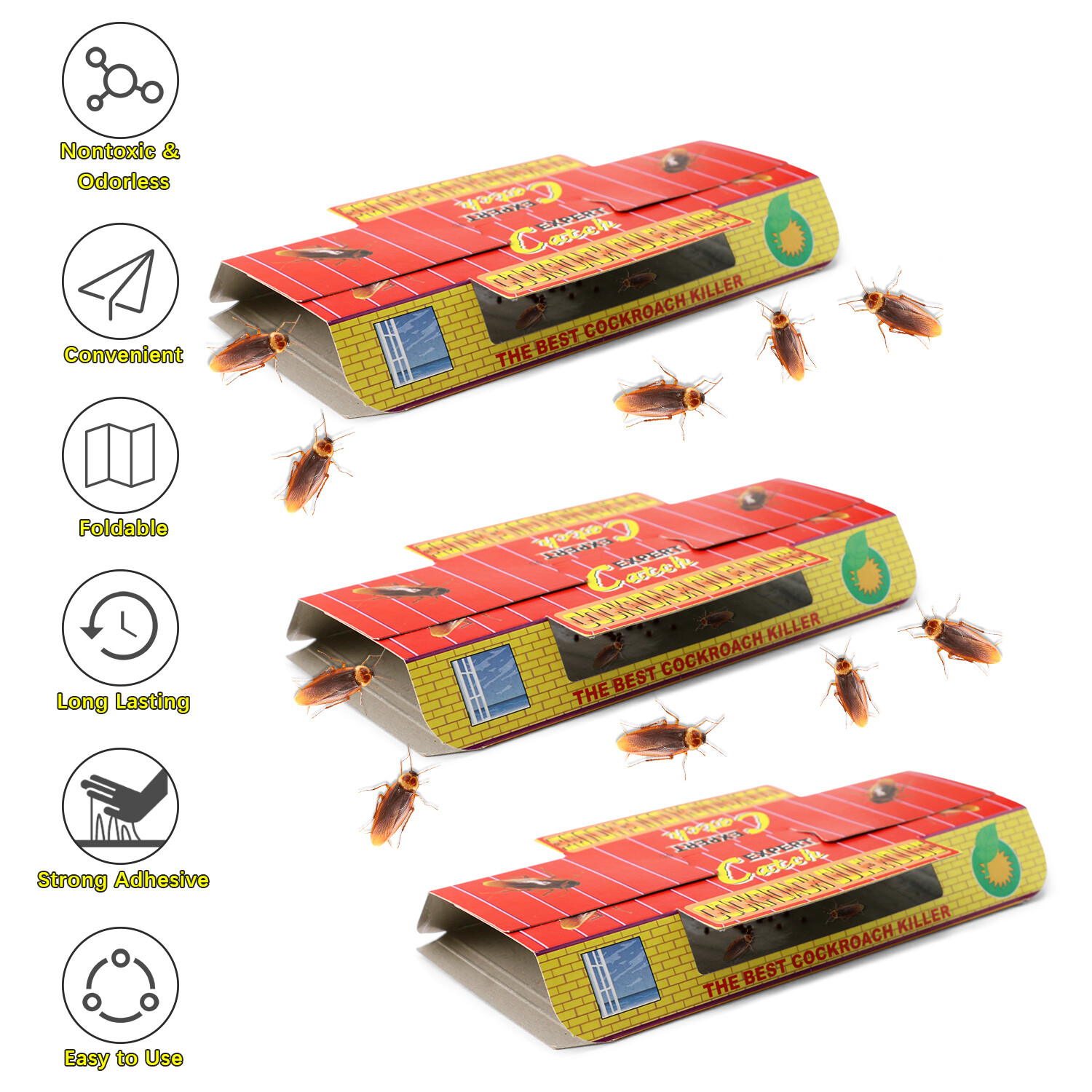 5-60pcs Roach Glue Trap Cockroach Killer Bait Catcher Spider Insect Home USA