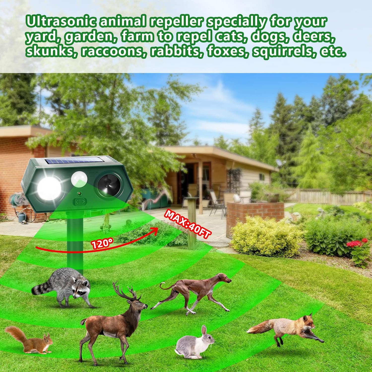4PCS solar ultrasonic animal repellent outdoor motion sensor Repellent Devices