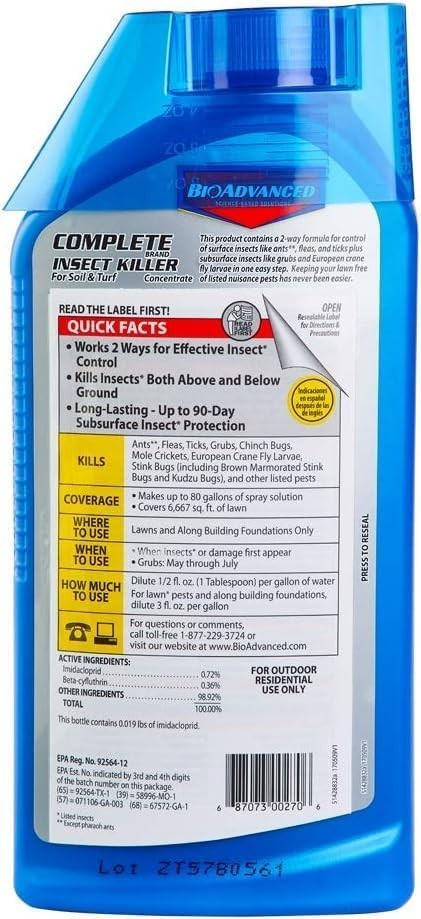 BioAdvanced Complete Insect Killer Concentrate 40oz -For Lawns, Soil & Turf Pest
