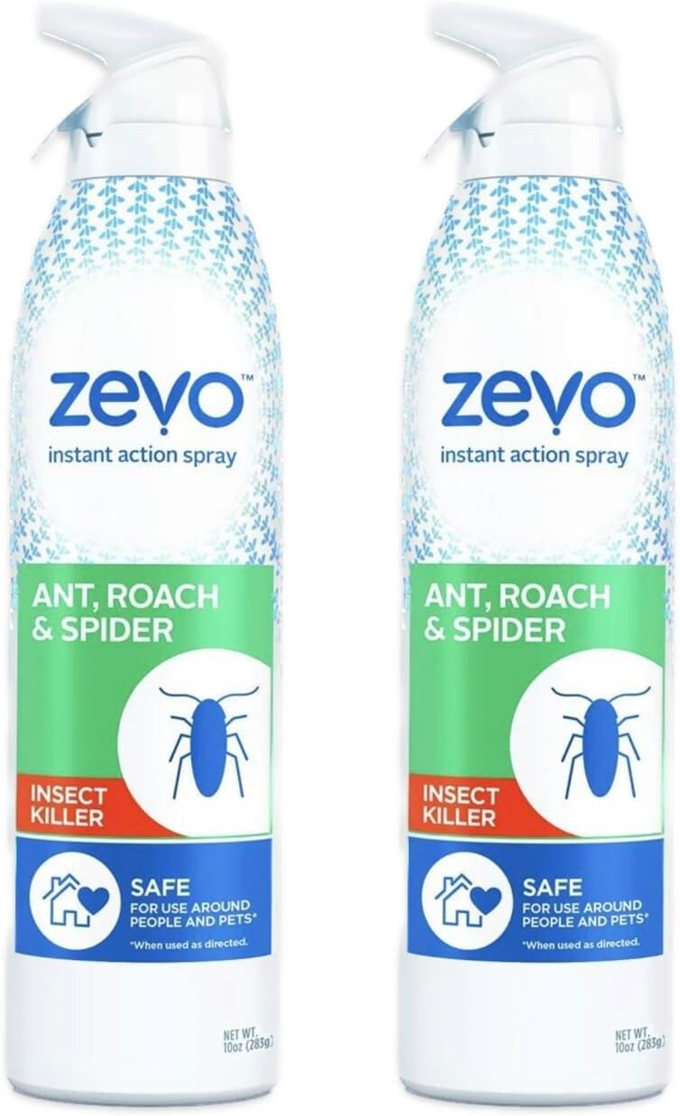 Zevo Roach Pest Killer Ant, Spider Insect Spray (Two-10 oz) Safe for Kids / Pets
