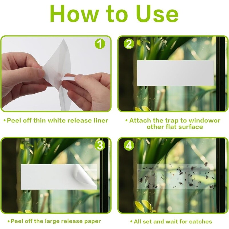 Indoor Fly Trap Sticky Strips 30 Pack Glue Paper Bug Catcher Non Electric New