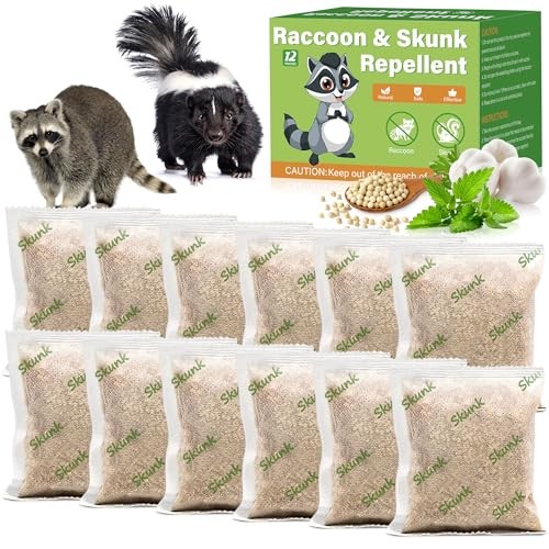 12 Pack Peppermint Skunk Repellent Pouches, Natural Raccoon Repellent Pouch
