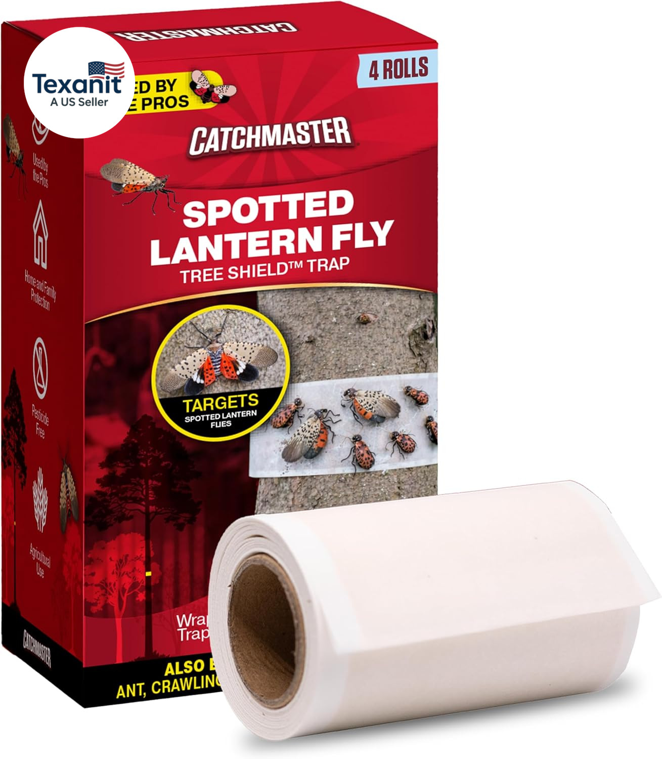 Tree Shield Lantern Fly & Ant Traps Insect Barrier, 4 Rolls 30Ft Each, Outdoor A