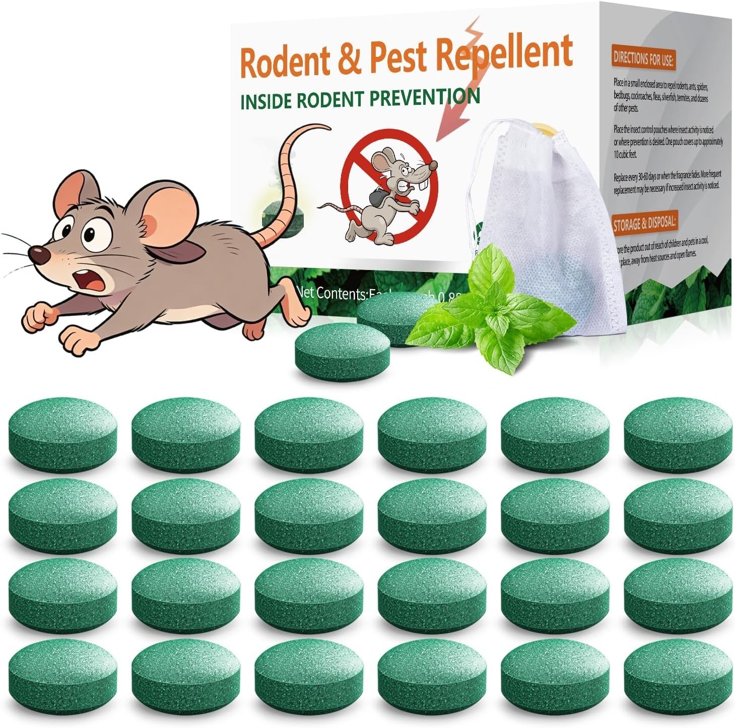 Natural Rodent Repellent Peppermint Sachets 24 Pack Mouse Mice Pest – US