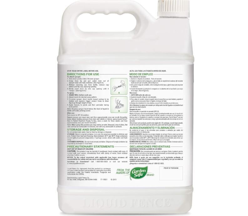 Liquid Fence Animal Repellent, 128 Oz, Deer and Rabbit Repellent