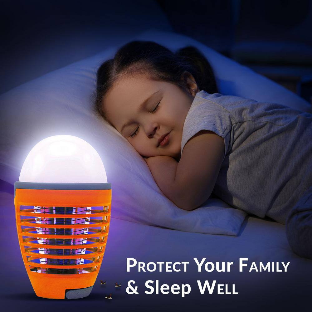 7 In. White 2-In-1 Rechargeable Bug Zapper, Mosquito Killer Light Bulb for Indoo