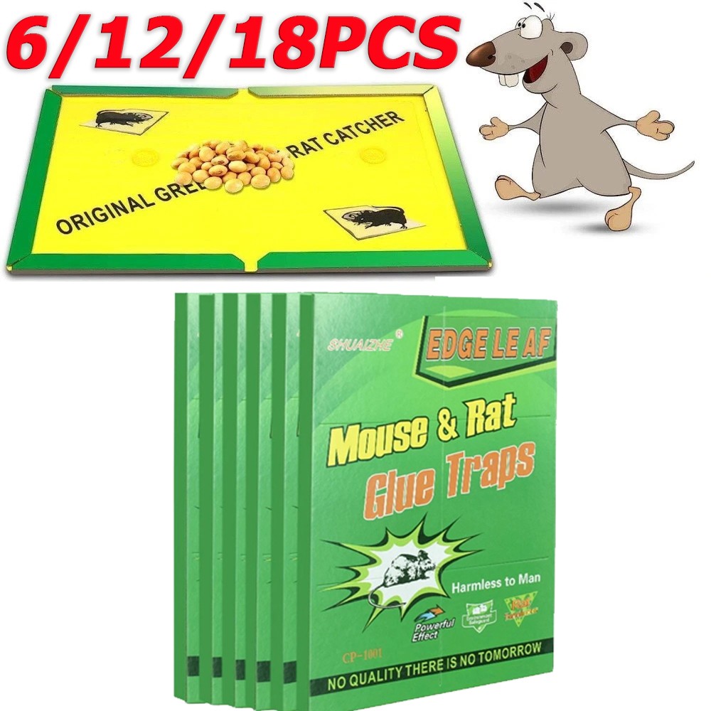 6/12/18xLarge Mice Mouse Glue Traps Rodent Catcher Rat Board Indoor Super Sticky