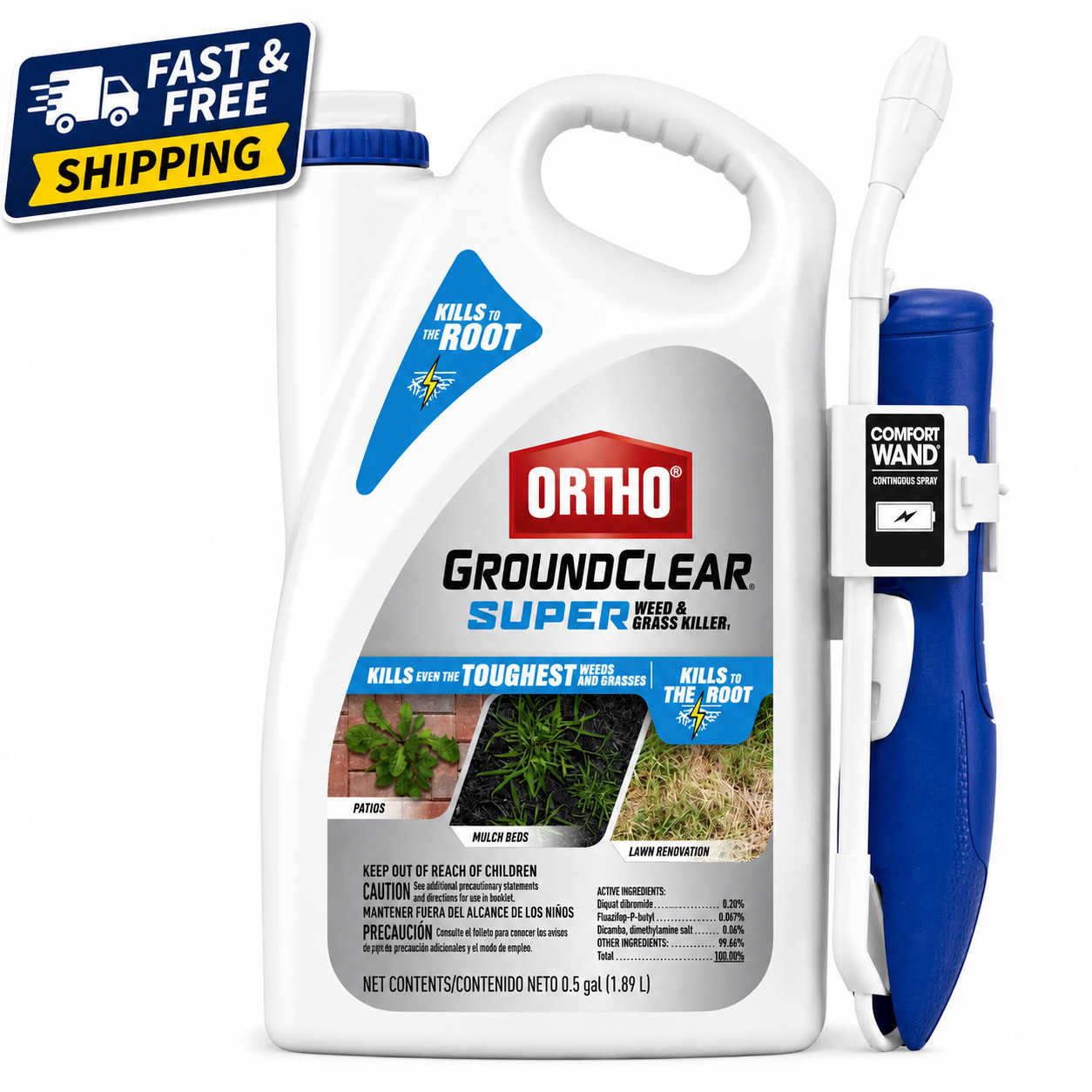 Ortho GroundClear Super Weed & Grass Killer1, Works Quickly, 1/2 gal.