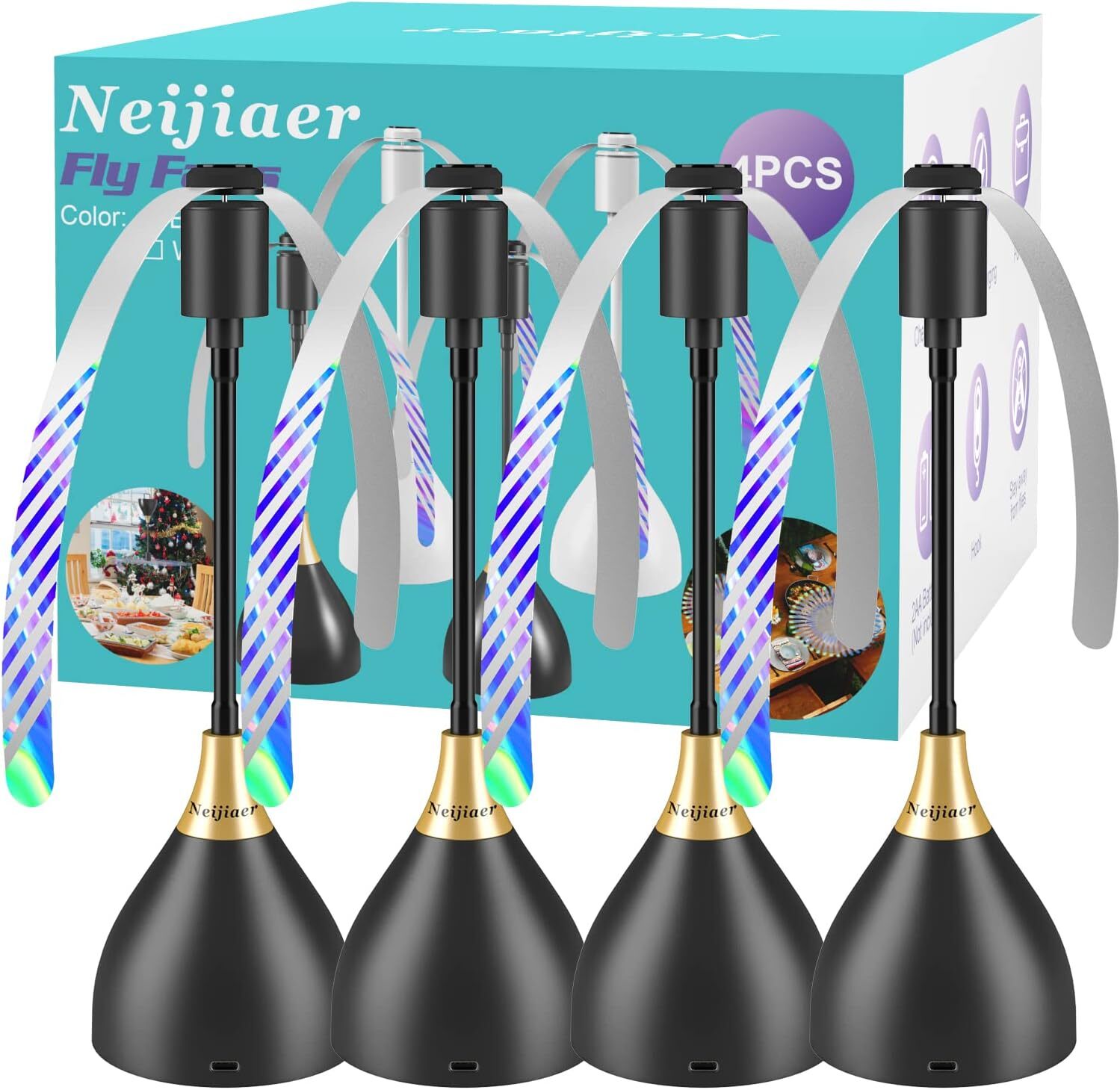 2/3/4PCS Fly Fans for Tables, Outdoor Indoor Keep Flies Away Table Top Fly Fan