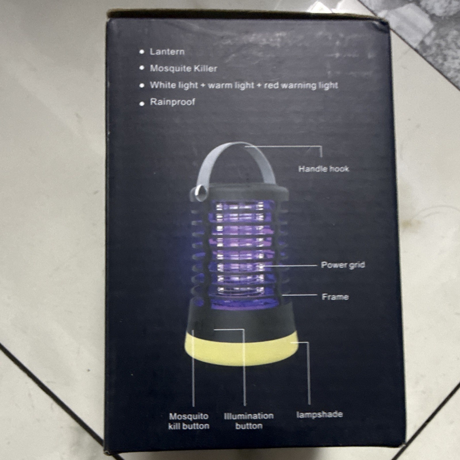 Electric Mosquito Swatter Zapper Lantern, USB Charging, Waterproof, Black/Yellow