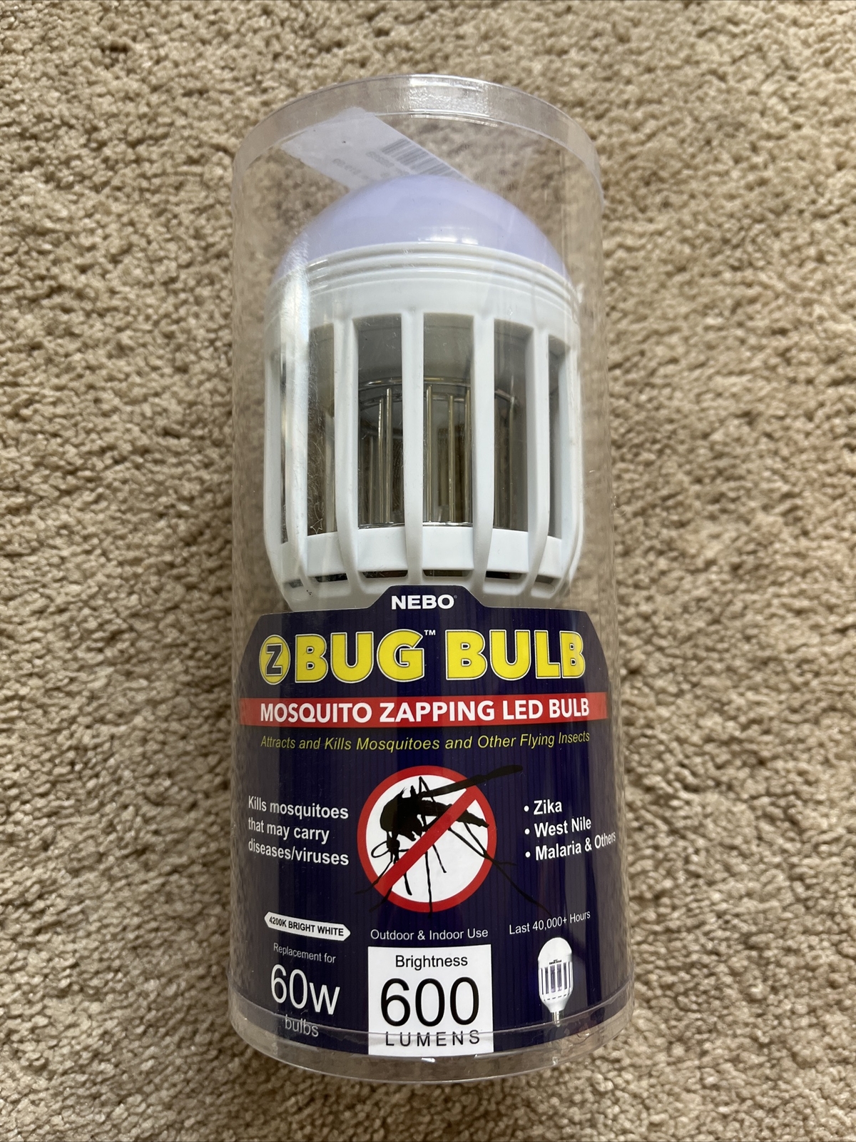 NEW NEBO Z Bug Bulb 2-In-1 UV Mosquito Zapper & 60w 600 Lumen LED Lightbulb 6458