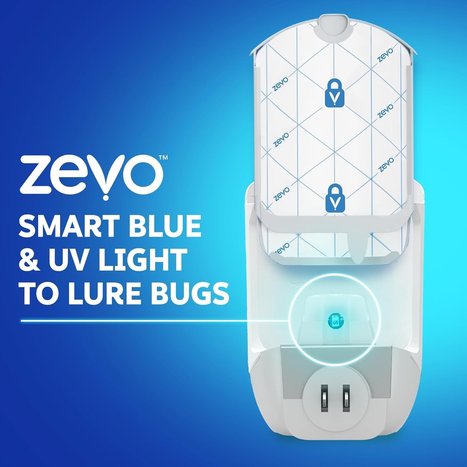 Zevo Flying Insect Trap (1 Plug-in Base + 3 Cartridges) Featuring Blue UV Light