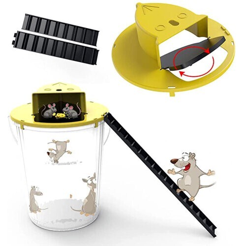 HUMANE Mouse-Rat-Rodent Trap “Flip & Slide” 5 Gallon Bucket Lid Multi Catcher
