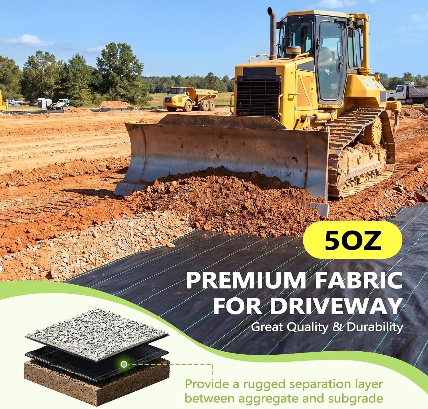 5oz Barrier Fabric 3ftx50ft Heavy Duty Landscape Fabric, Woven Garden