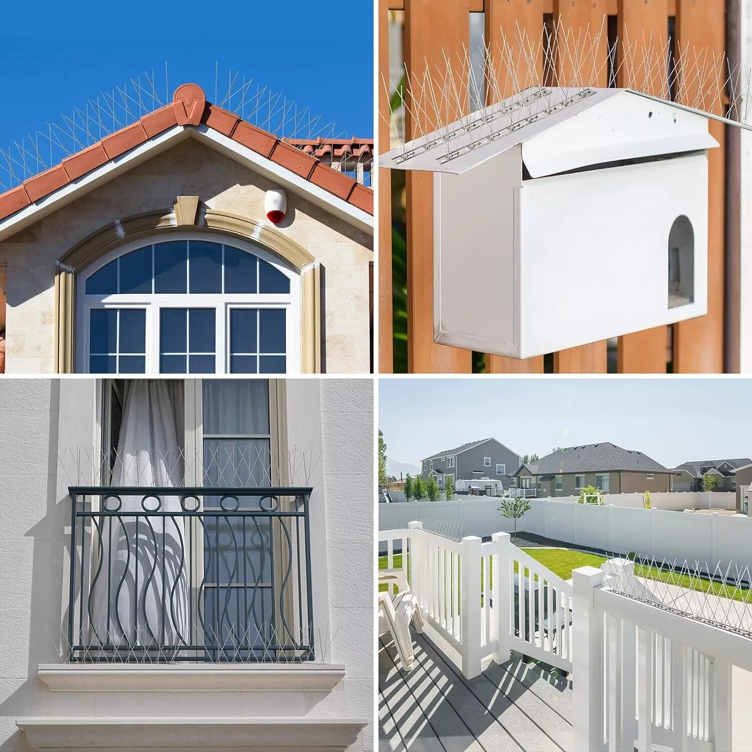 4Pcs Bird Spikes for Small Birds Pigeons Repellent 10FT (12 Strips) Fence Spike