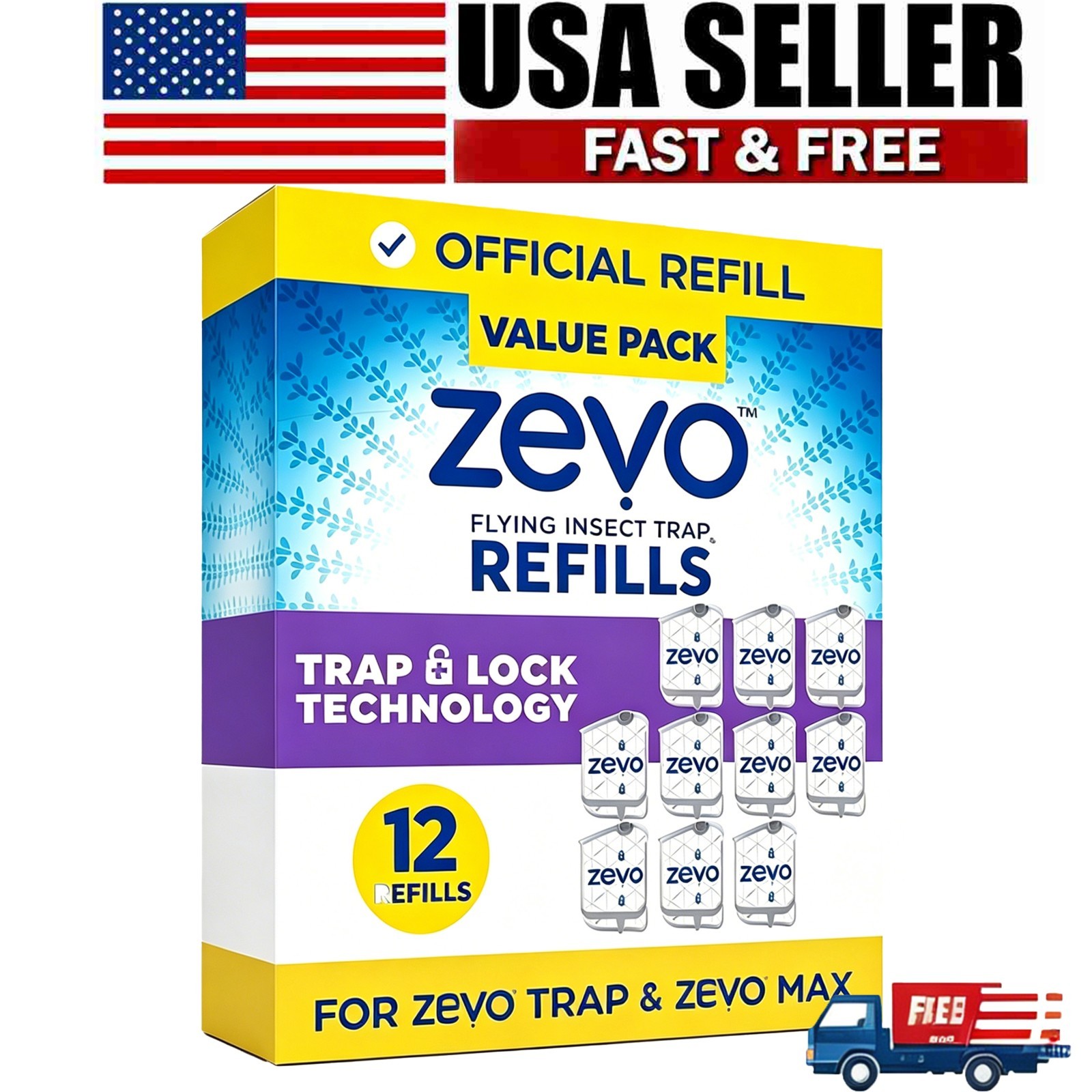 1 Pcs Zevo Flying Insect Trap Refill Cartridges Easy to Use 12 Refill Cartridges