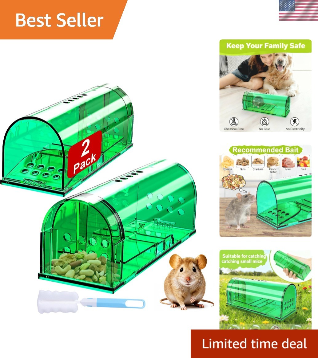Modern 2 Pack Humane Mouse Traps | Reusable Design for Indoor & Outdoor Use