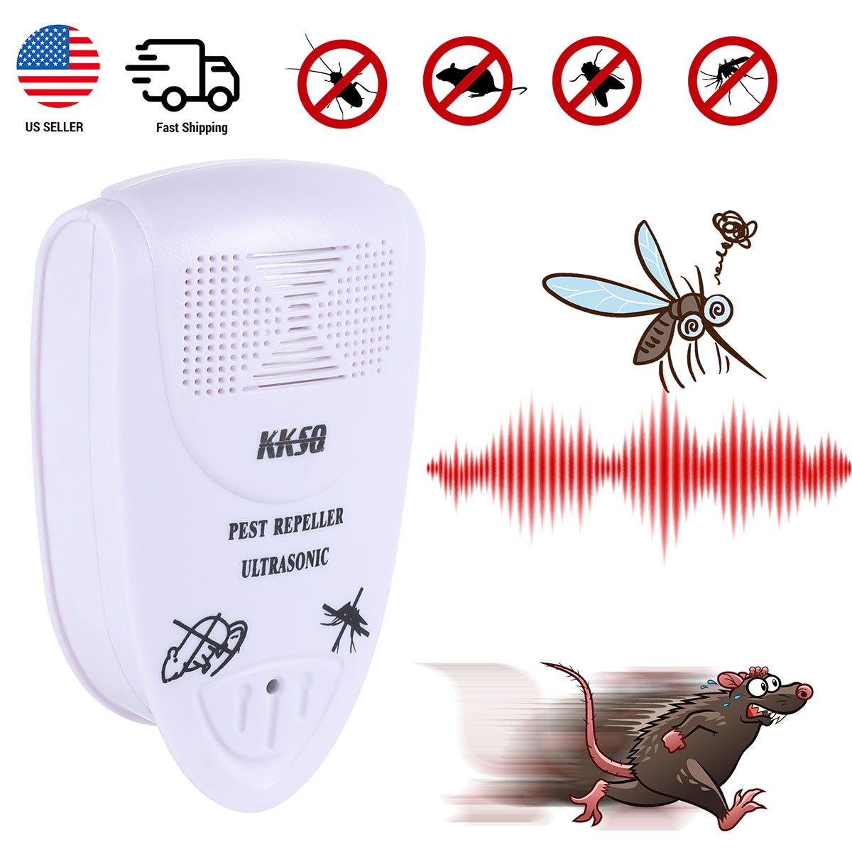 Ultrasonic Anti Rat Mouse Bug Mosquito Flea Pest Cockroach Mice Repeller US Plug