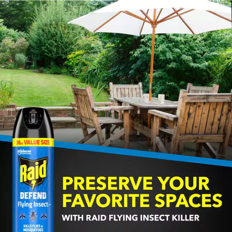 Raid Defend Flying Insect Killer, Flying Insect Spray Can, Outdoor Fresh Scent