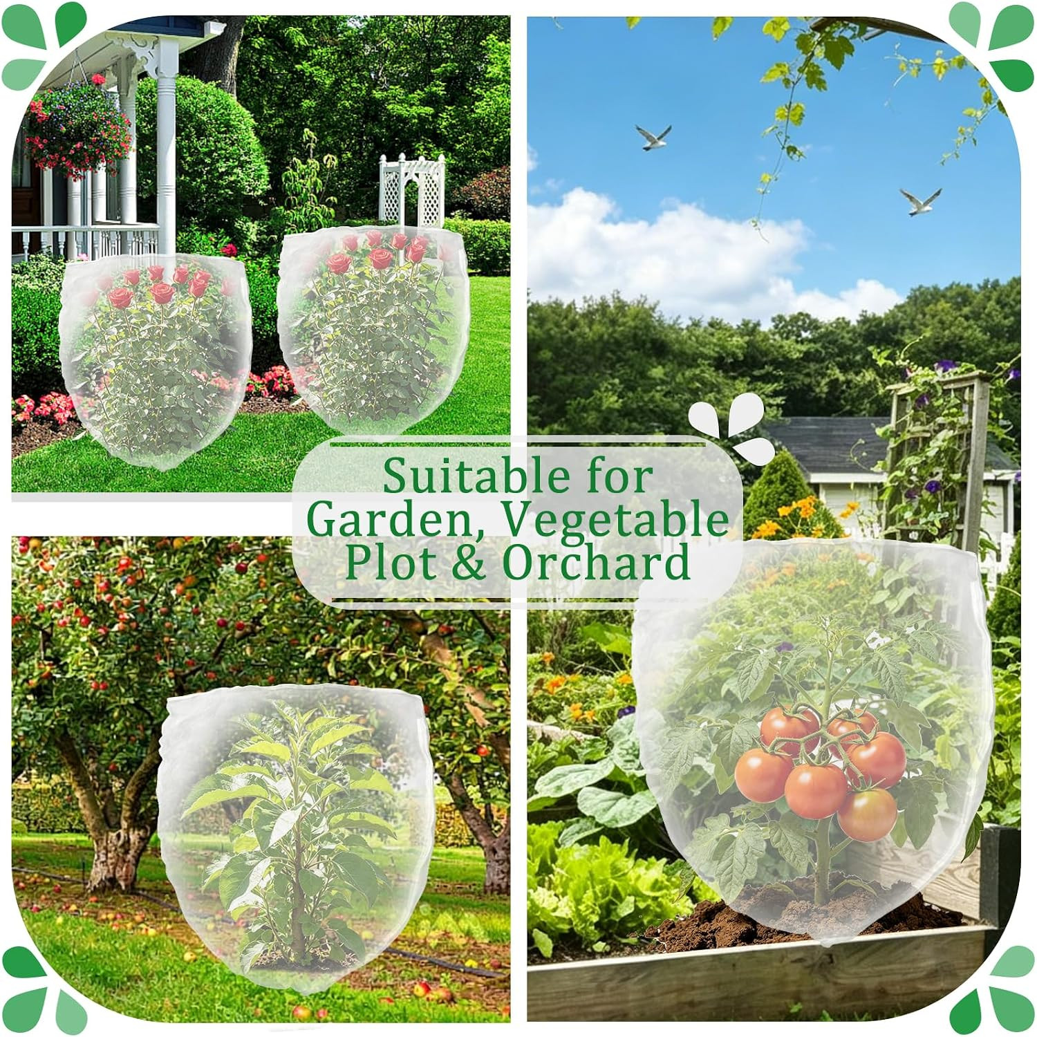 4PCS Bird Netting for Garden Protection, 2.3 X 3.3FT Reusable Pest Barrier Mesh