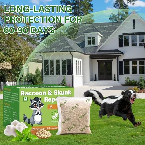 12 Pack Peppermint Skunk Repellent Pouches, Natural Raccoon Repellent Pouch