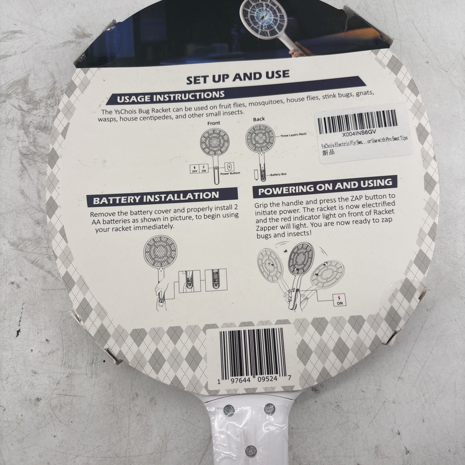 Electric Fly Swatter, Bug Zapper, Mosquito Zapper Racket (A565)