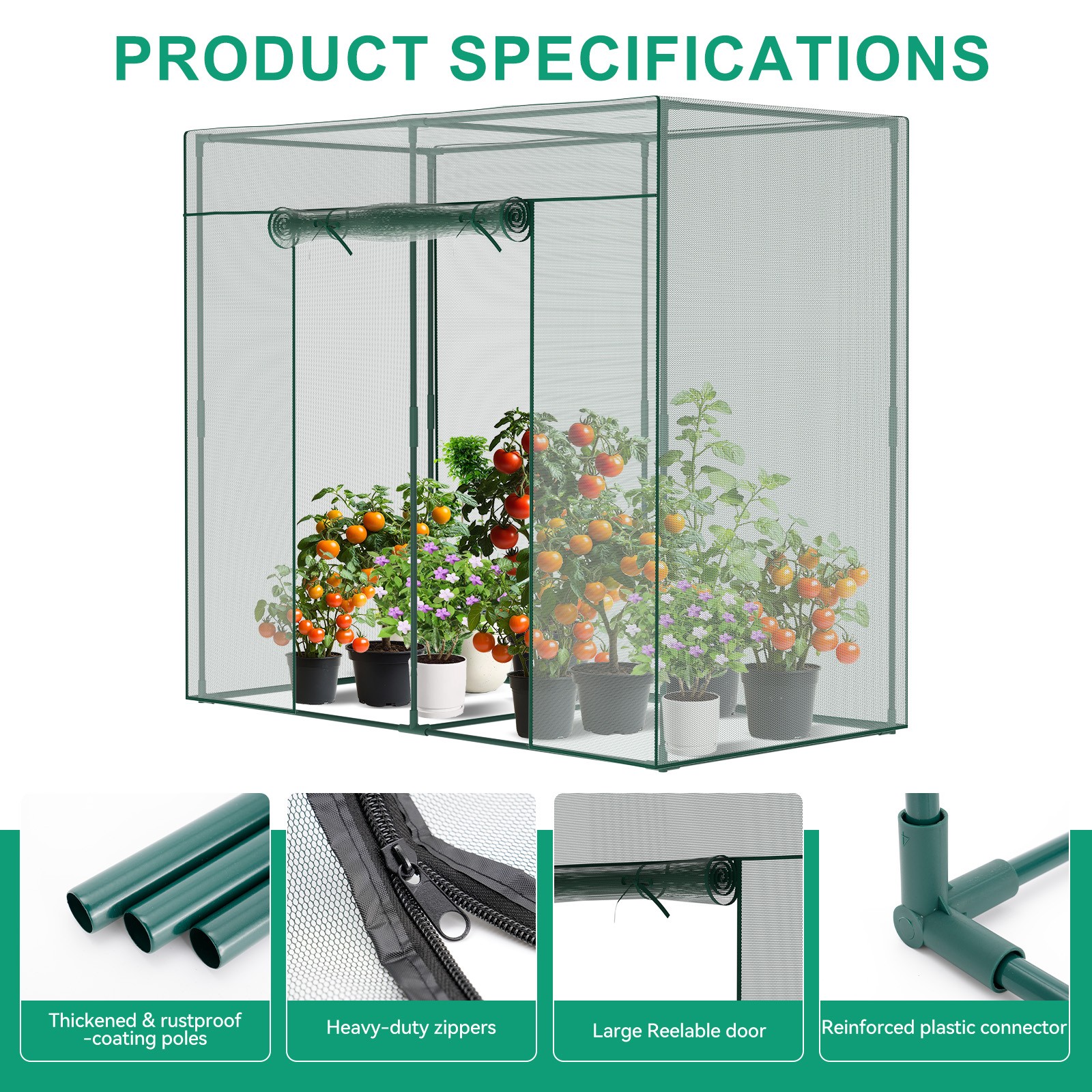 12x4x6FT Walk-in Mesh Crop Cage Plant Cover Protection Tent For Vegetable