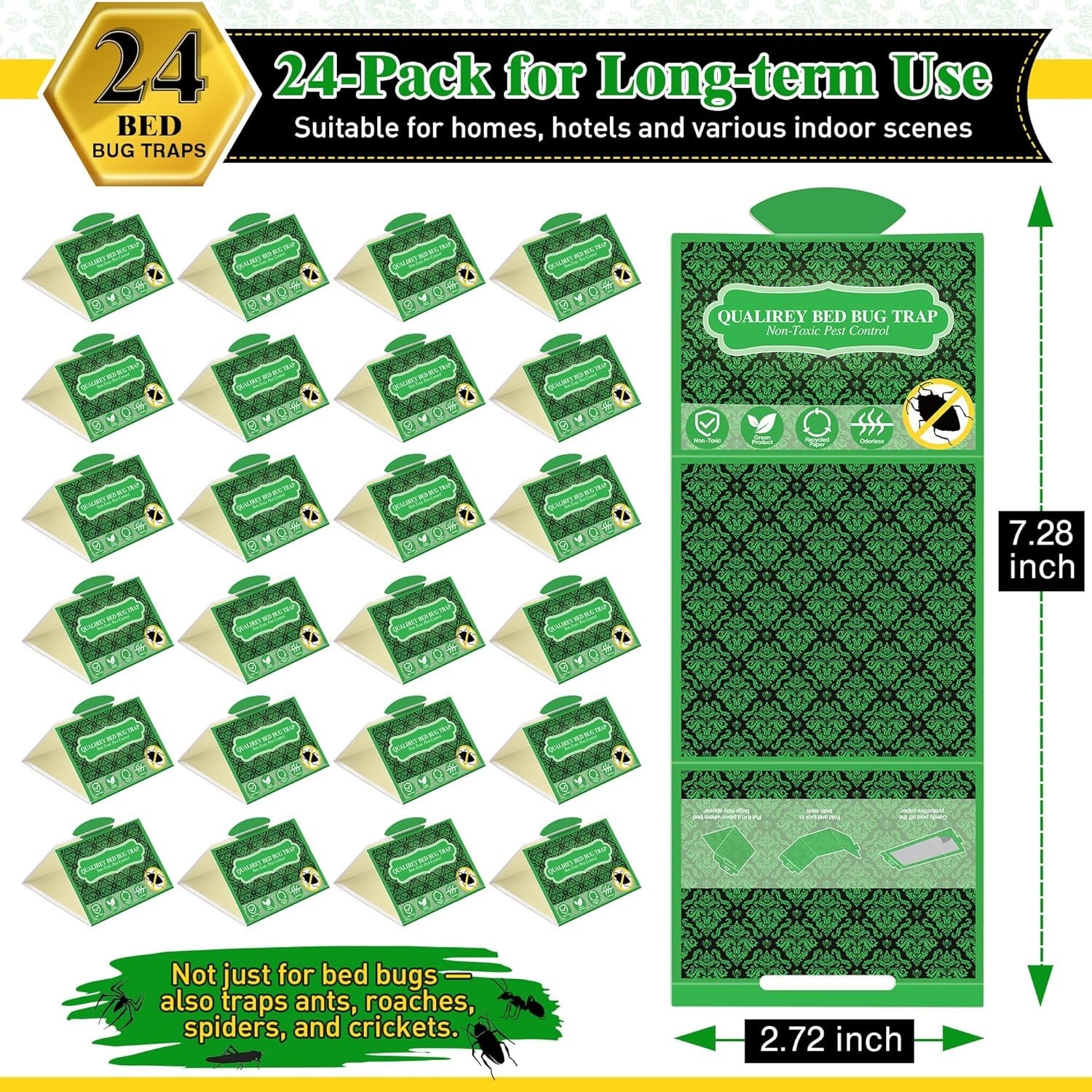24 Pack Bed Bug Traps, Non Toxic Bedbug Detector for Bed Legs, Bedbug Intercepto