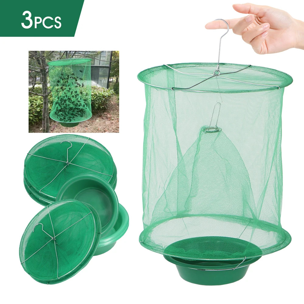1PCS Fly Catcher Natural Bait Trap Automatic Flycatcher Insect Killer Cage Indoo
