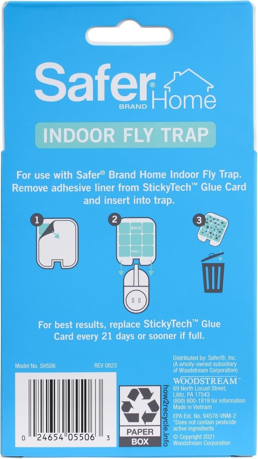 12 PACK Safer Home Trap Refill Pack of Glue Cards for Indoor Fly TRAP