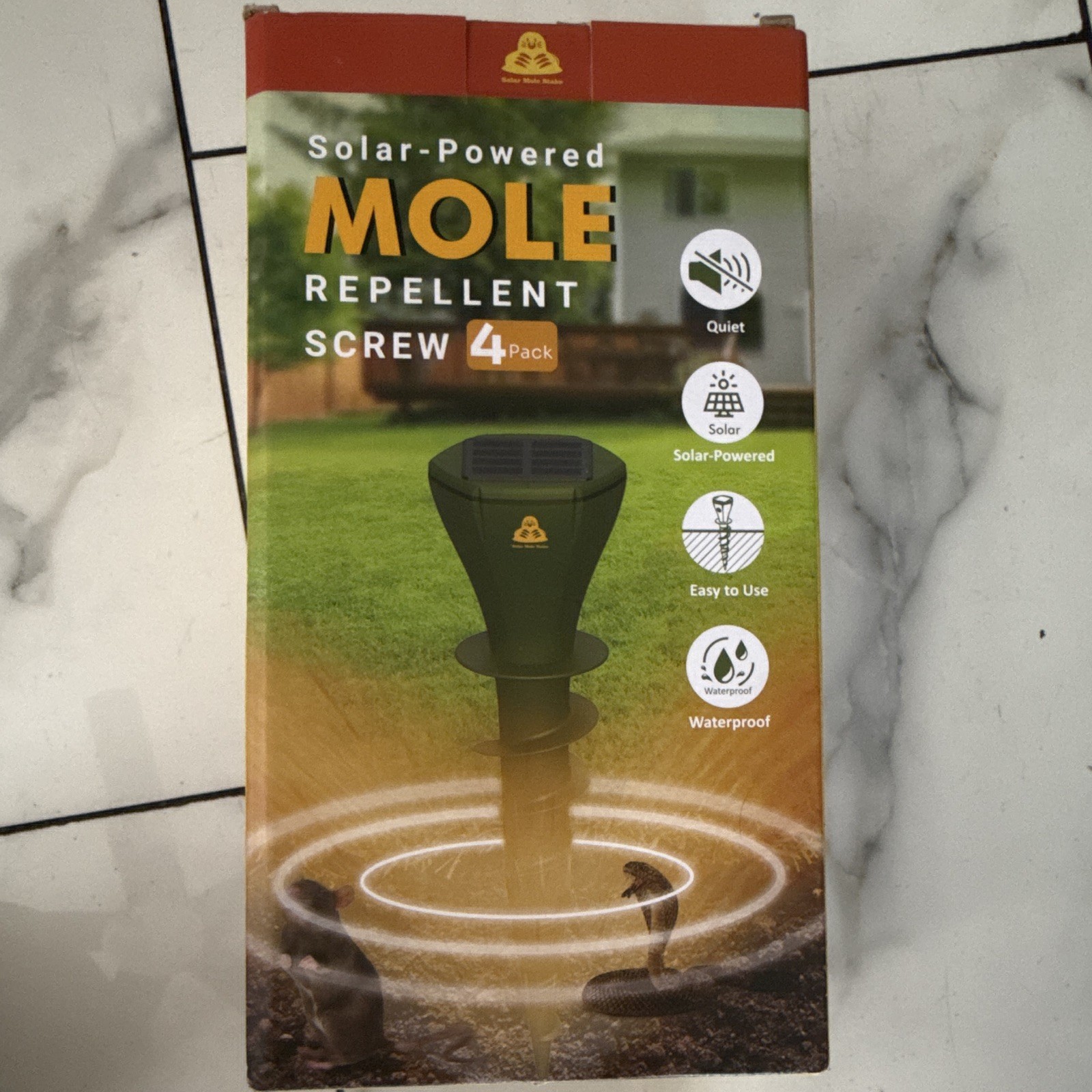 Solar Mouse & Mole Solar-Powered Mole Repellent Screw, 4 Pack