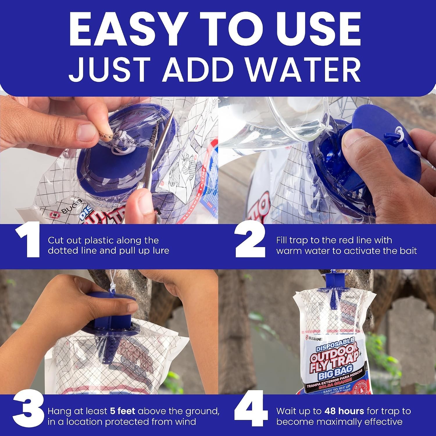 Disposable Fly Traps with Pre-Baited Bags – Easy & Odor-Free Outdoor Use