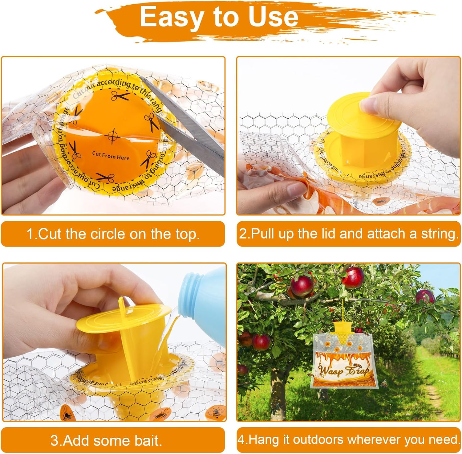 6 Pack Disposable Wasp Traps Outdoor Hanging Yellow Jacket Trap Hornet Trap Carp