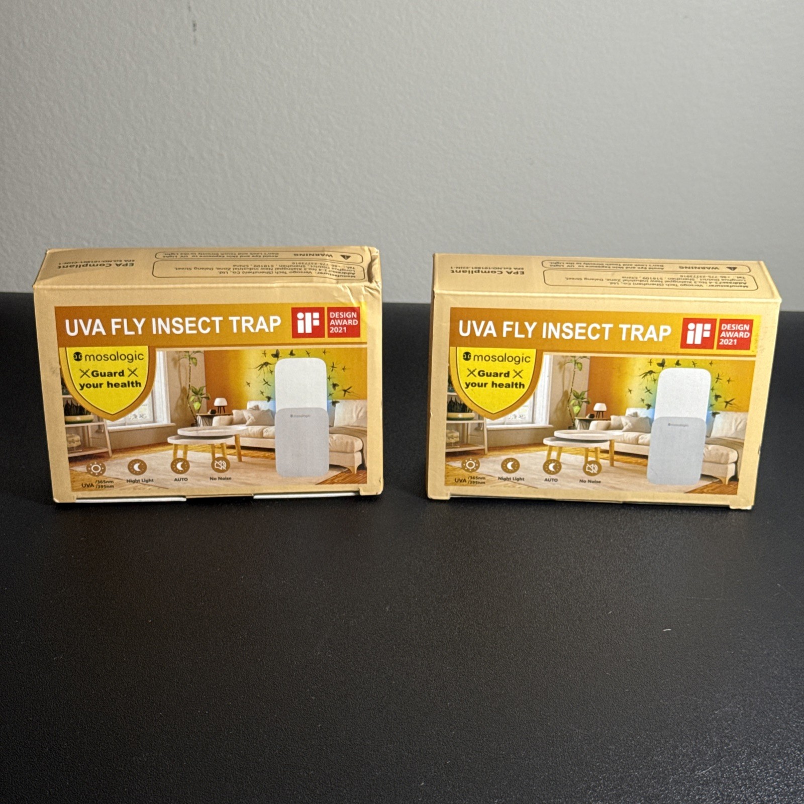 2-Pack Mosalogic Indoor Flying Insect Trap Mosquito, Gnat With UV Night Light