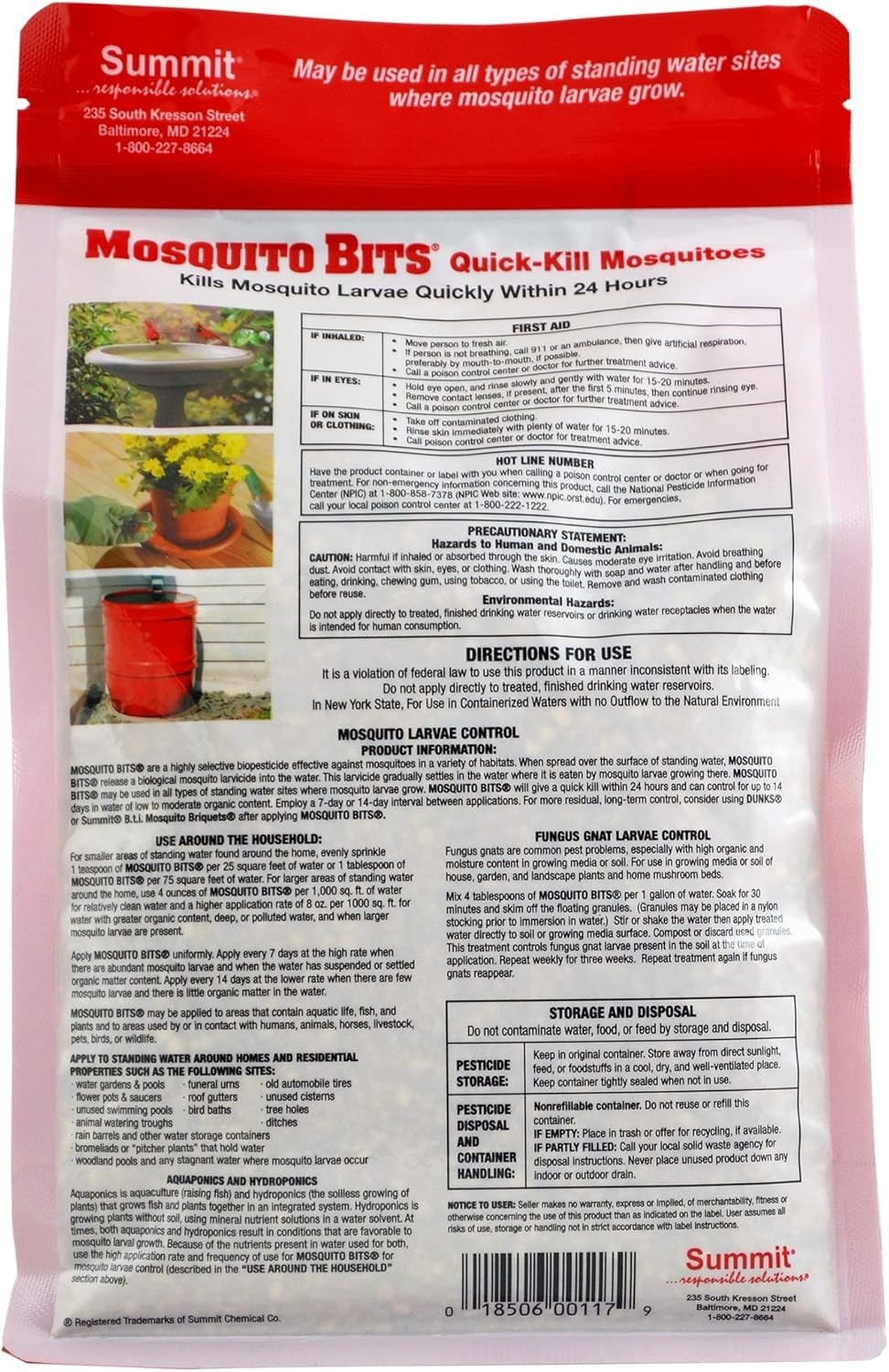 Summit Mosquito Bits 30 oz Mosquito Larvicide Bti Granules Kills Larvae