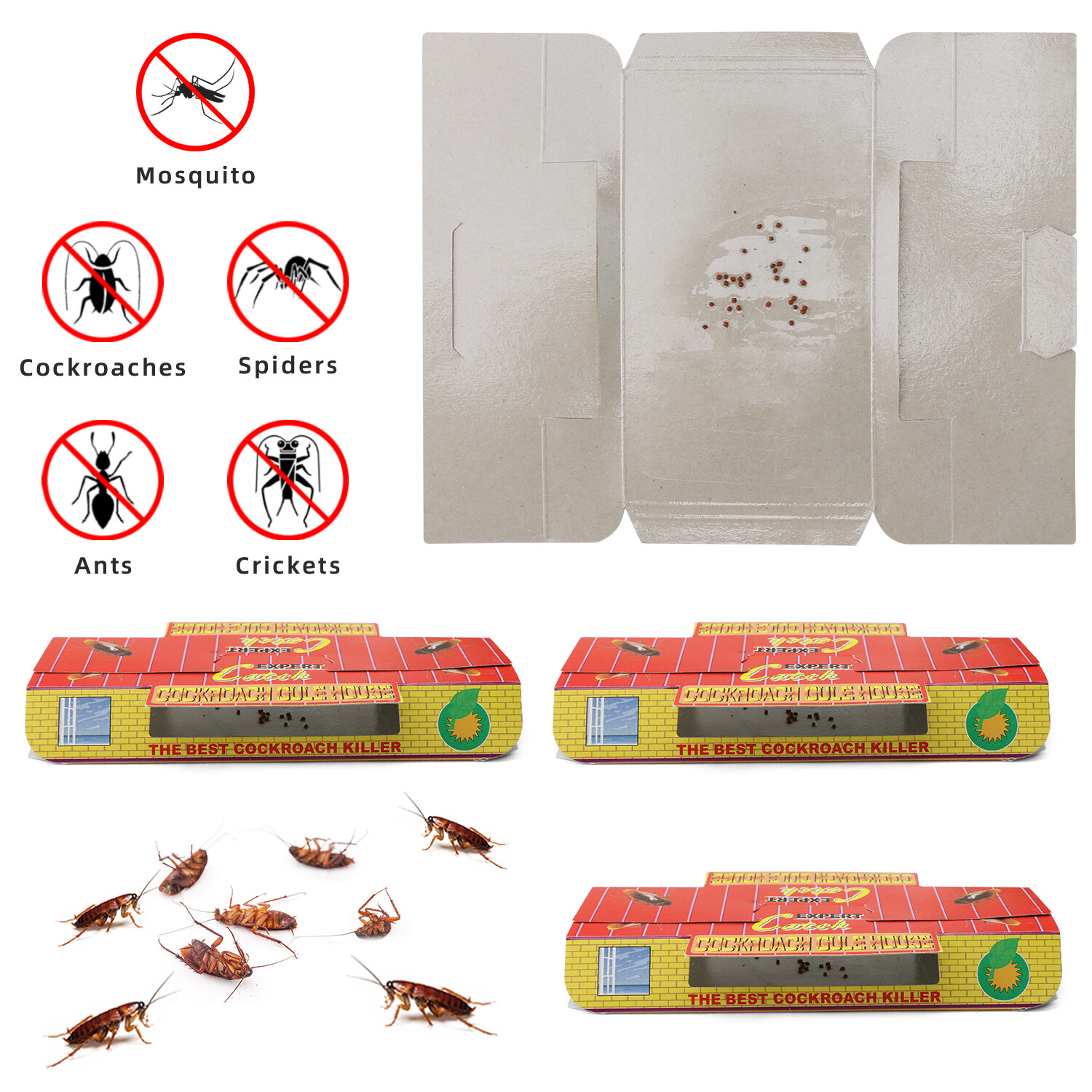 5-20PCS Roach Bait Glue Trap – Indoor Outdoor Cockroach Spider Pest Killer