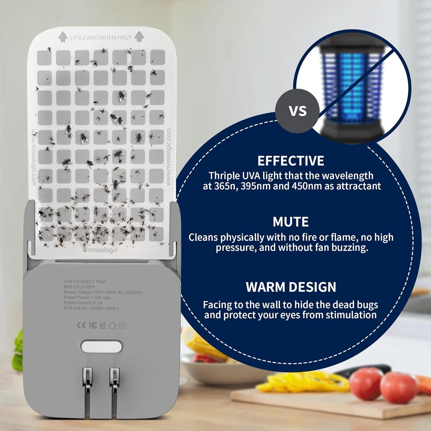 Modern Fly Tapper with UV Light & Night Light – Captures Mosquitoes Effortlessly